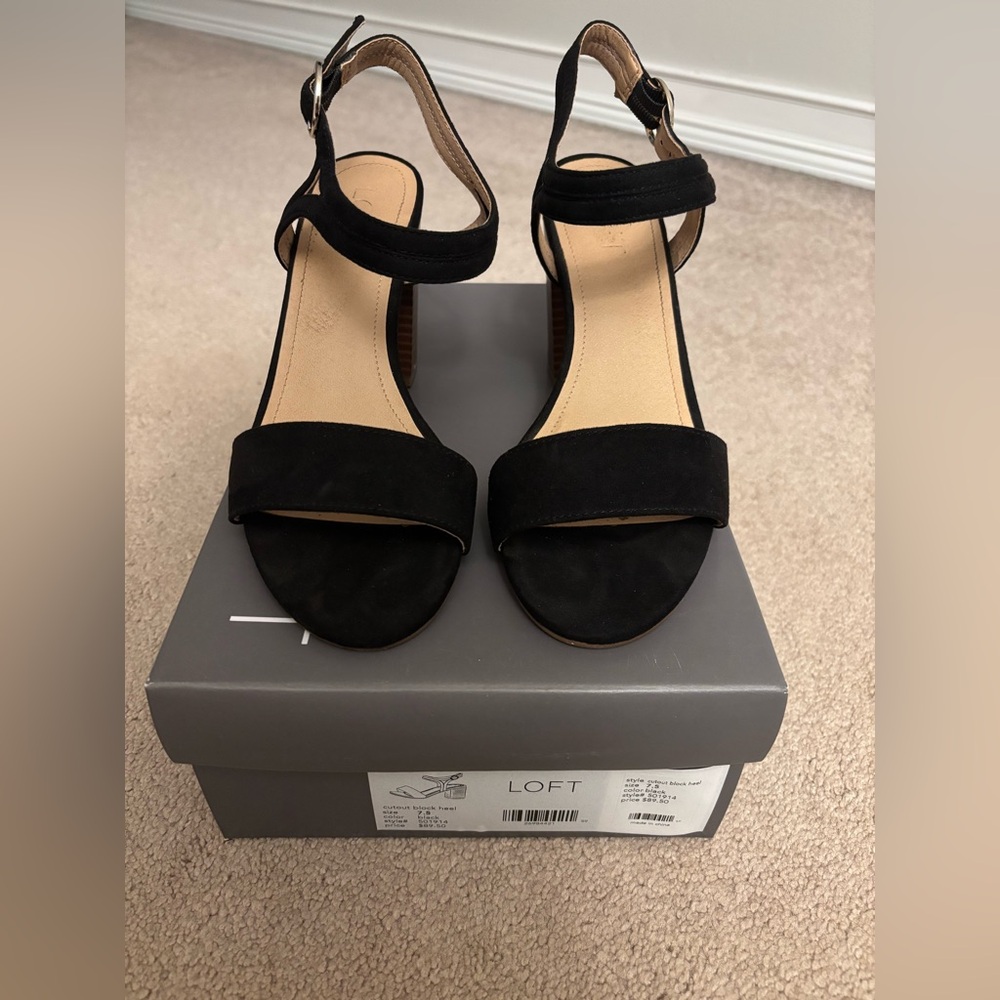 LOFT Black Block Heel Sandals